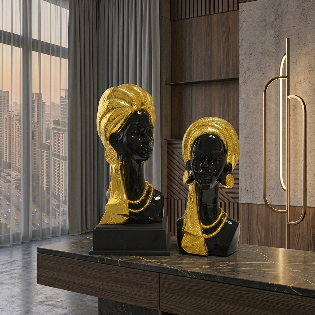 Golden Crown African Lady Duo – Black & Gold Plated