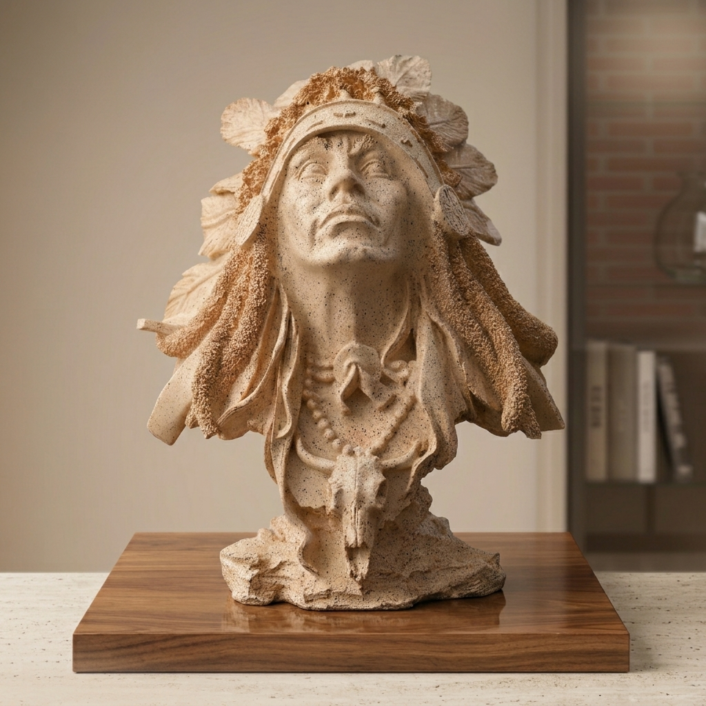 Indian Heritage Face Statue – Pinkish White