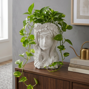 Lady Face Stone-Finish Planter – White