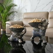 Majestic Elephant Bowl Statue – Pair (Set of 2)