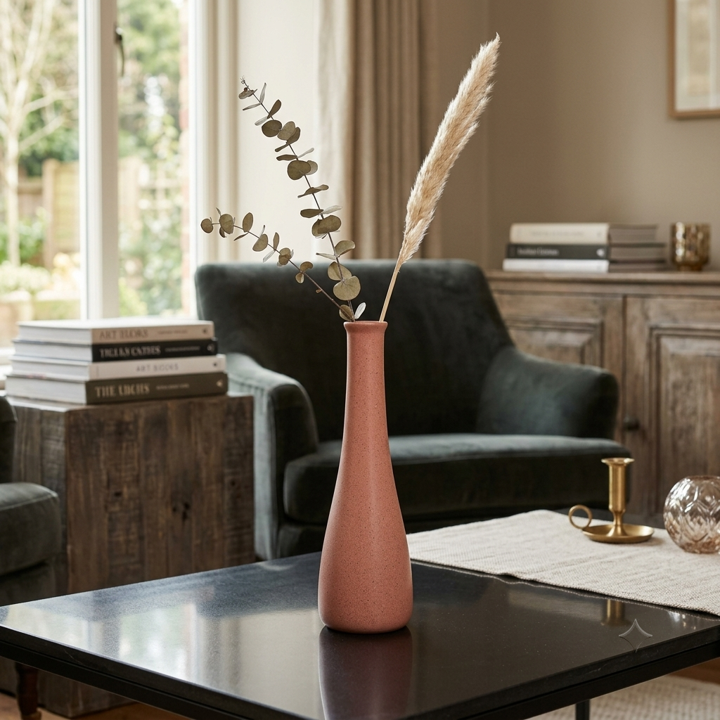 Spire Broad-Neck Bottle Vase – Red